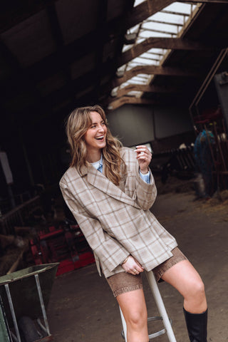 Jasmijn Blazer - Beige Ruit