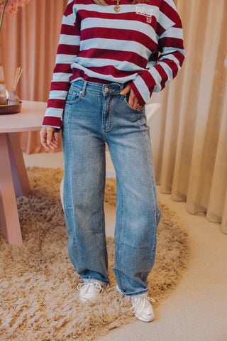Elenor Barrel Jeans - Washed Blue