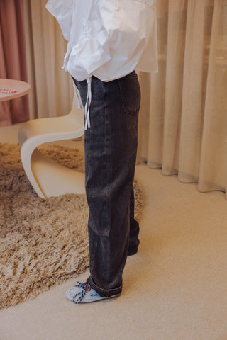 Elenor Barrel Jeans - Washed Grey