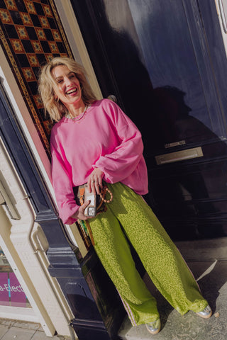 Jessica Satin Pants - Lime