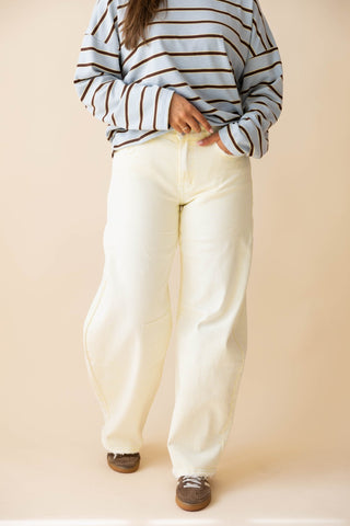 Kelly Barrel Jeans - Butter Yellow