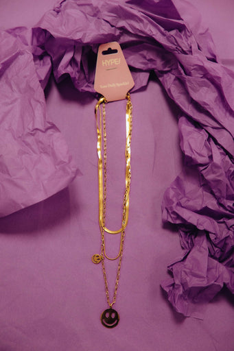 Layered Smiley Necklace - Goud