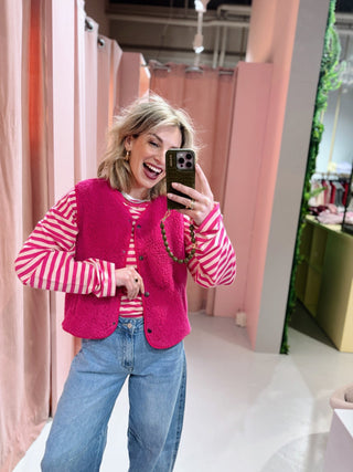Levi Teddy Gilet - Fuchsia