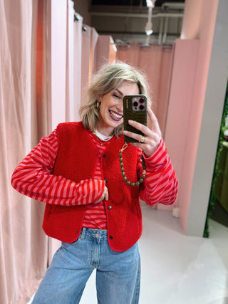 Levi Teddy Gilet - Rood
