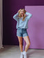 Loose Fit Denim Shorts - Blue