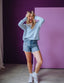 Loose Fit Denim Shorts - Blue