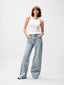 Loose Fit Jeans with Fold - Light Blue