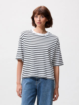 Loose Fit Stripe T-Shirt - Black