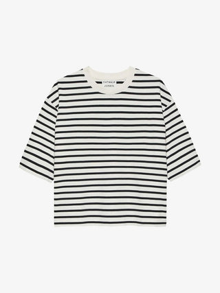 Loose Fit Stripe T-Shirt - Black