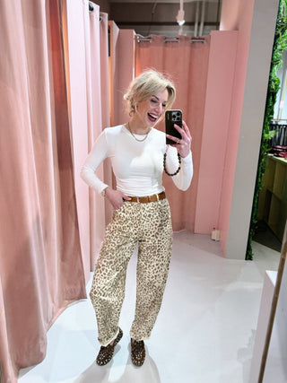 Marina Barrel Jeans - Leopard