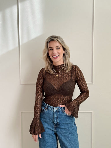Mireille Lace Top - Bruin