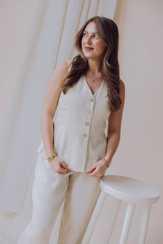 MSCHEsteriane Silver Waistcoat - Oatmeal Melange