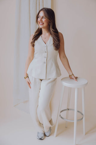 MSCHEsteriane HW Pants - Oatmeal Melange