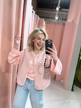 No Label Carmen Teddy Gilet - Lichtroze