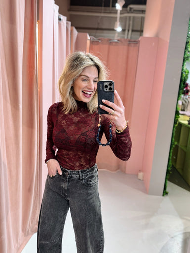 Olive Lace Top - Bordeaux