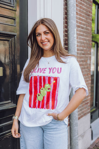 Olive Tee - Wit