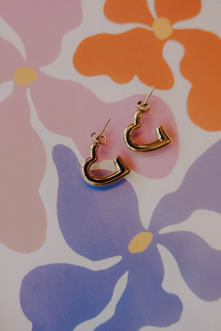 Open Heart Hoop Earrings - Goud