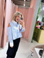 Open Shoulder Blouse - Blauw