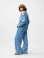 Open Shoulder Denim Blouse - Blue