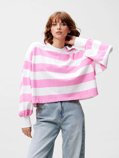 Oversized Striped Long Sleeve - Rosebloom