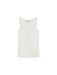 Scoop Neck Button Rib Singlet - Off White