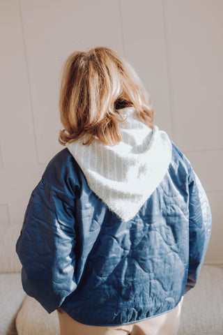 Striped Triangle Scarf - Grey Melange