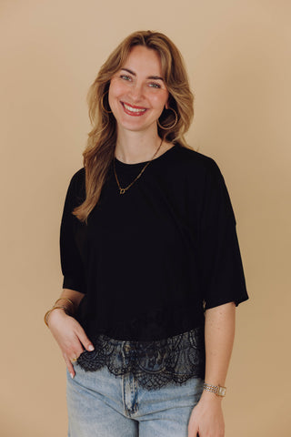 Lace Tee - Zwart