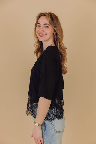 Lace Tee - Zwart