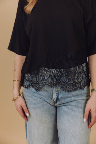 Lace Tee - Zwart