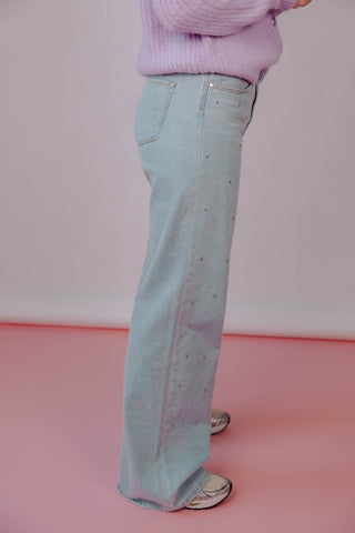 Sunny Stud Jeans - Light Blue Stone