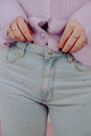 Sunny Stud Jeans - Light Blue Stone