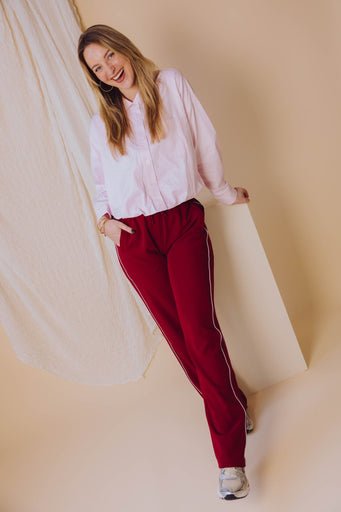 Tracksuit Trousers with Piping - Rhubarb