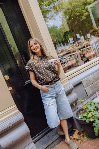 Lindy Dot Blouse - Bruin
