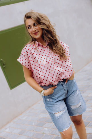 Lindy Dot Blouse - Roze
