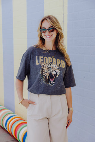 Leopard Tee - Grijs