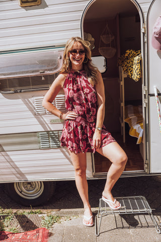 Imaya Dress - Bordeaux Flower