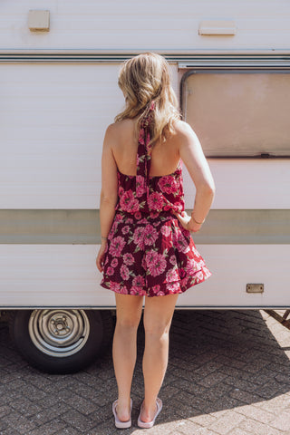Imaya Dress - Bordeaux Flower