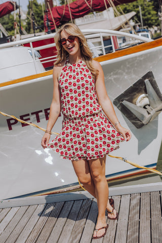 Imaya Dress - Off White/Rood