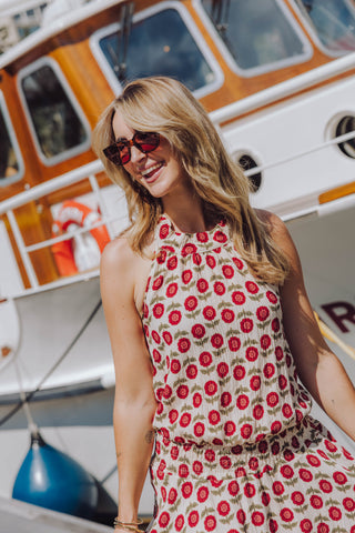 Imaya Dress - Off White/Rood
