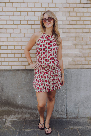 Imaya Dress - Off White/Rood