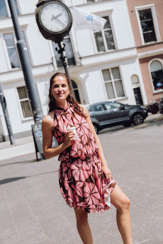 Imaya Dress - Bruin/Roze