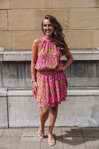 Imaya Dress - Lime/Roze
