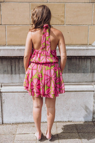 Imaya Dress - Lime/Roze