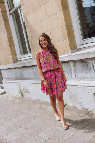 Imaya Dress - Lime/Roze