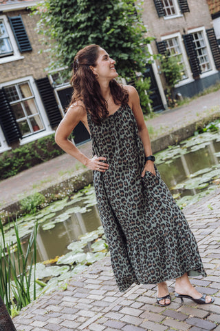 Jasmine Dress - Army Leopard