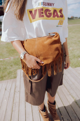 Vromy Suede Bag - Cognac