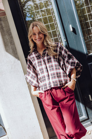 Amira Ruit Blouse - Beige/Bordeaux