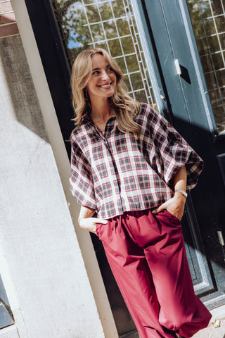 Amira Ruit Blouse - Beige/Bordeaux
