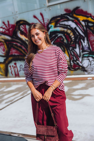 Lisa Longsleeve - Bordeaux/Lichtroze