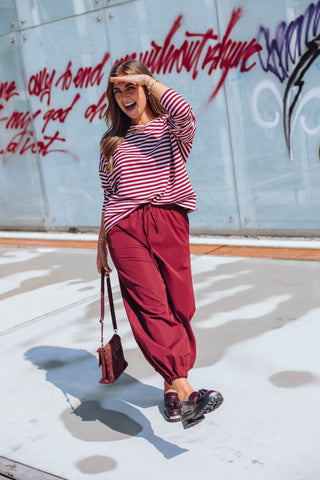 Lisa Longsleeve - Bordeaux/Lichtroze